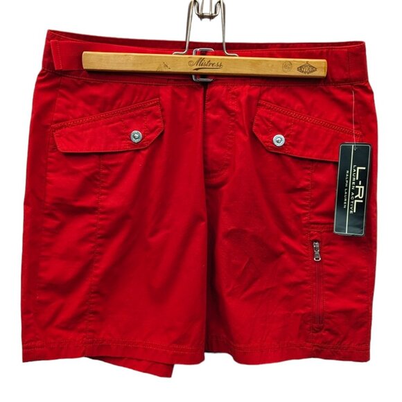 LRL Ralph Lauren Active Red Straight Leg Relaxed Fit Ripstop Utility Shorts Sz 2 - Picture 3 of 6